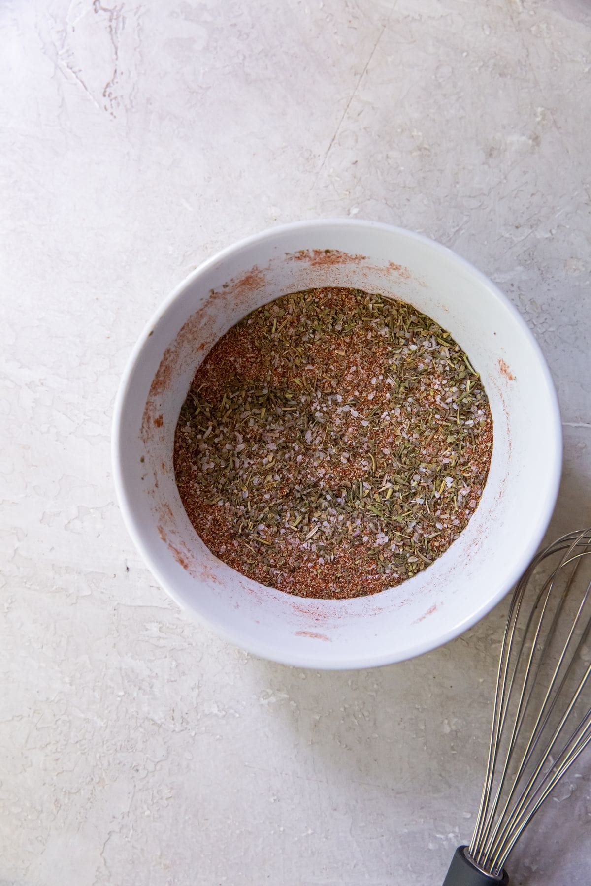 All the ingredients in a mixing bowl mixed together.