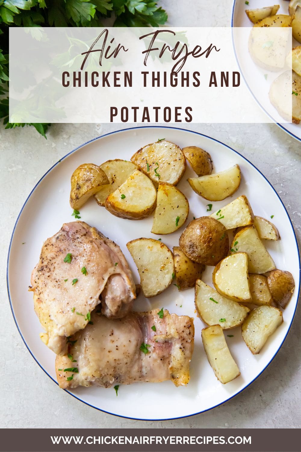 plateful of chicken thighs and potatoes