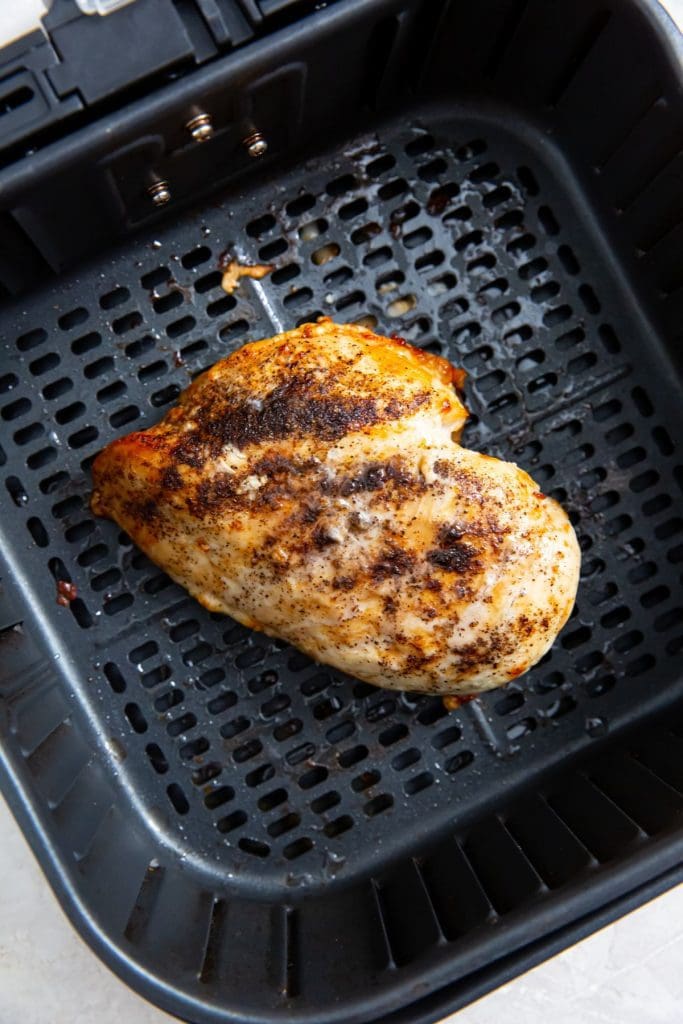 cooked chicken inside air fryer