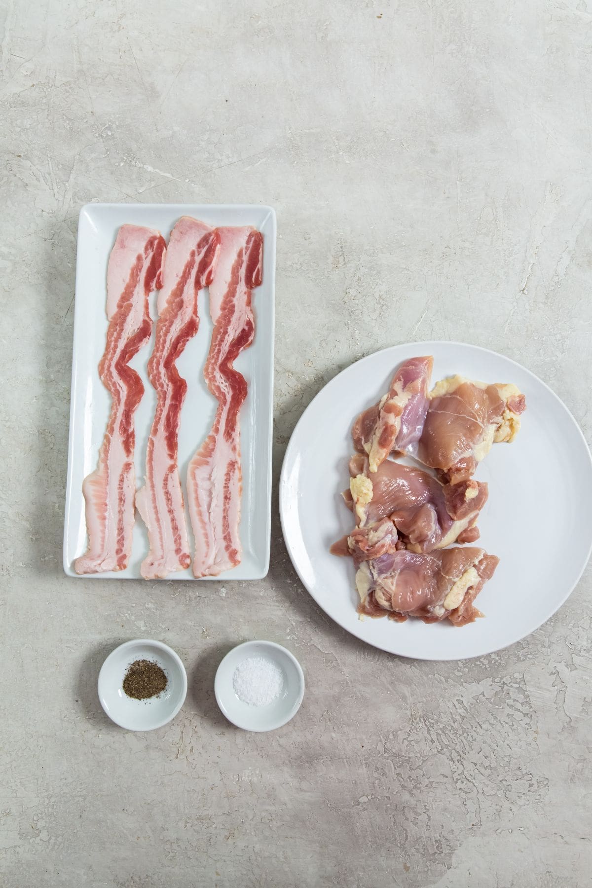 ingredient photo for air fryer bacon wrapped chicken thighs