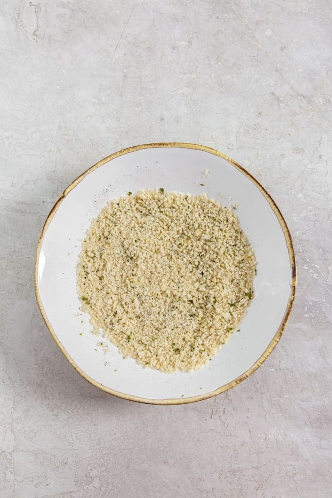 glass bowl with dry ingredients mix together