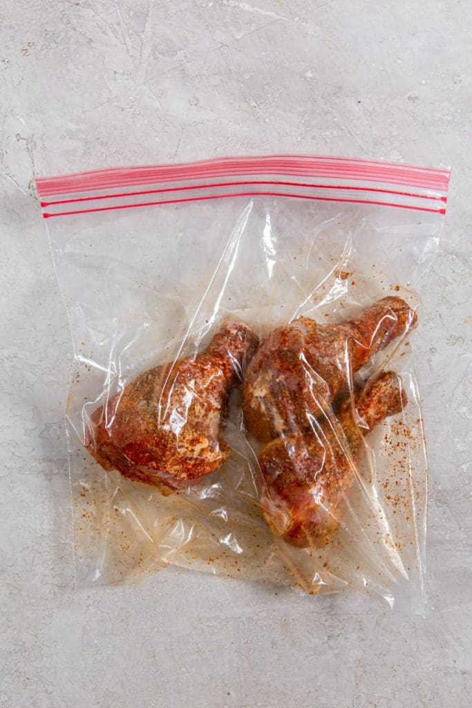 ziplock bag with seasoned chicken