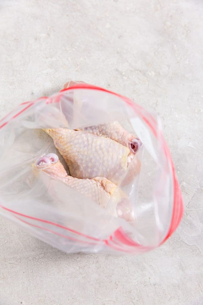 ziplock bag with chicken inside