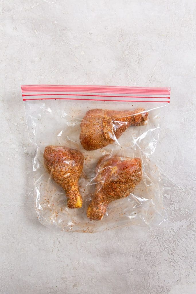 ziplock bag with chicken tossed inside