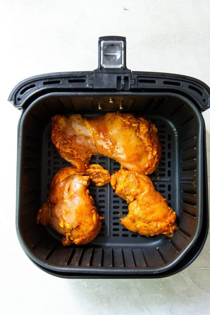 Trader Joe's Shawarma chicken thighs in the air fryer basket raw