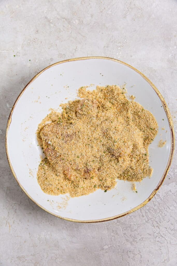 chicken thigh in bread crumbs