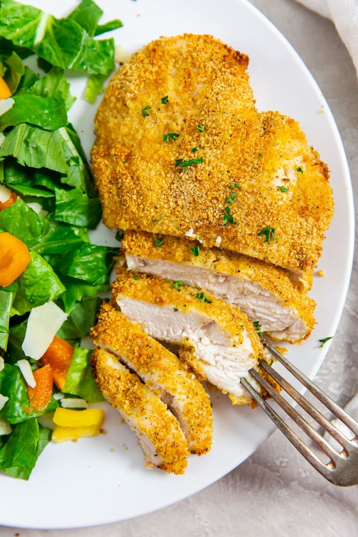 The Best Air Fryer Chicken Breast Recipes a Plate of Air Fryer Shake 'n Bake Chicken Breast with a Salad