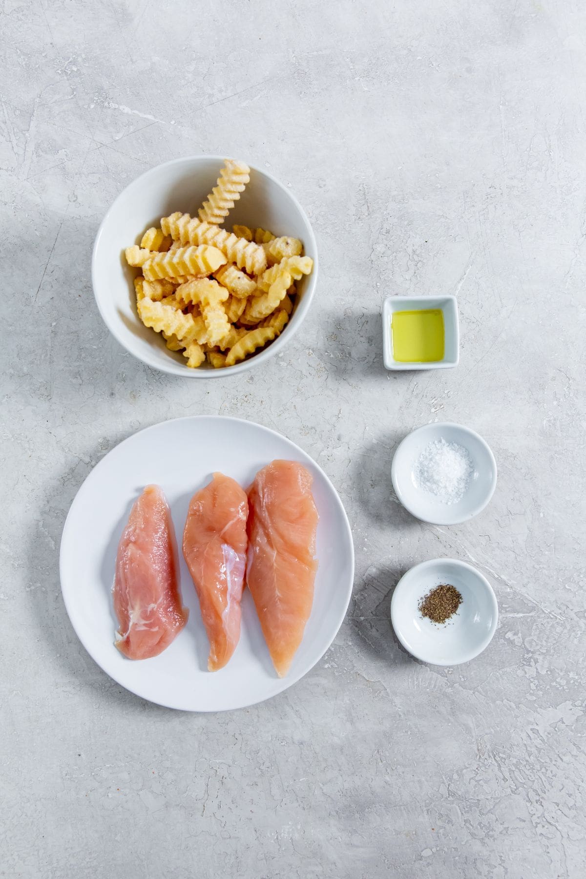 ingredient photo for air fryer chicken tenders and fries