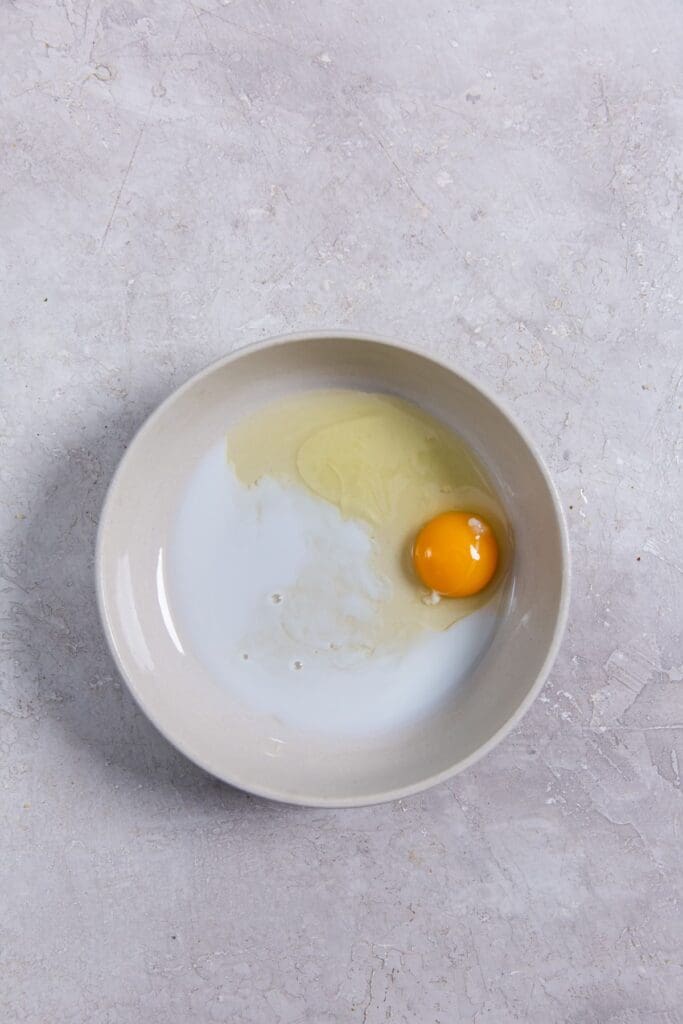 bowl with egg and milk