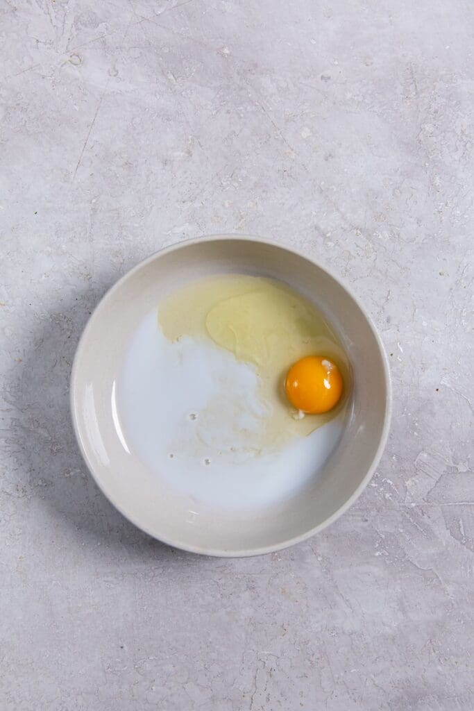 bowl with egg and milk