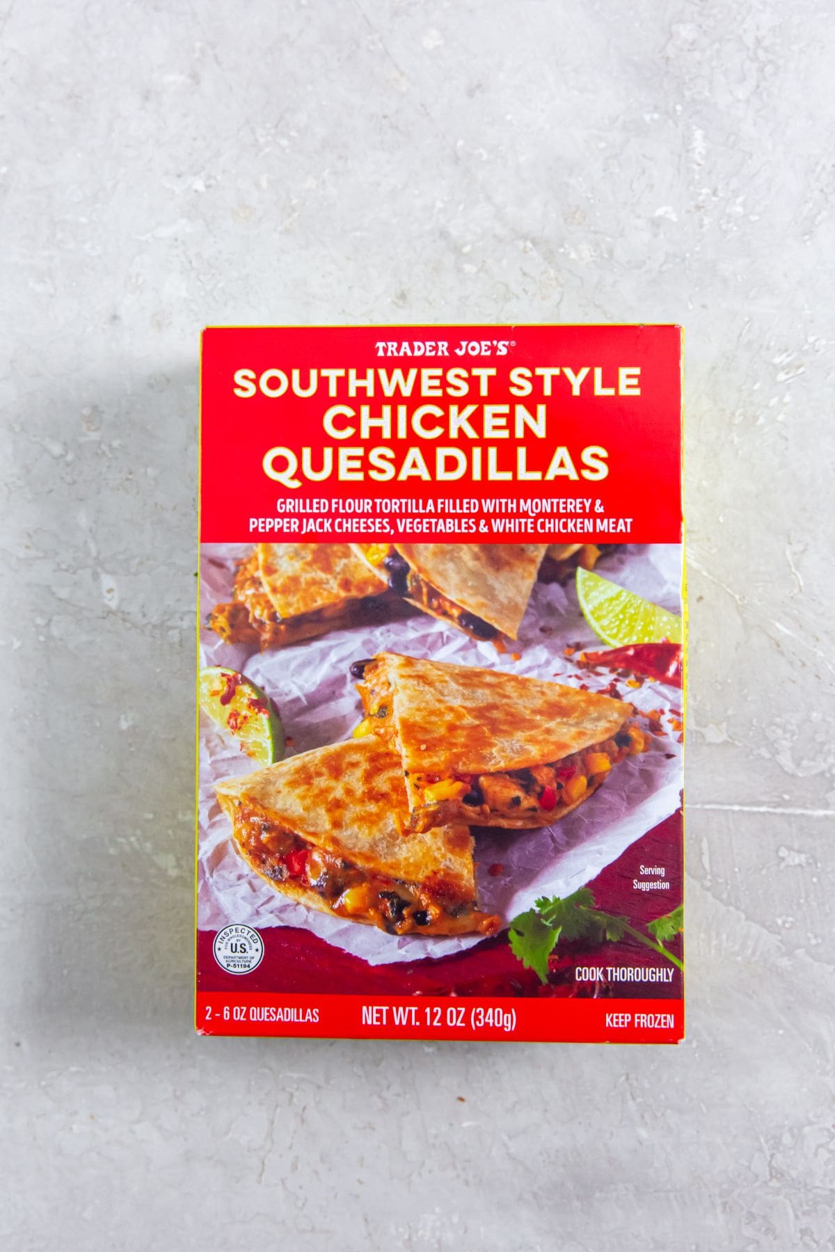 ingredient photo for air fryer Trader Joe's chicken quesadilla