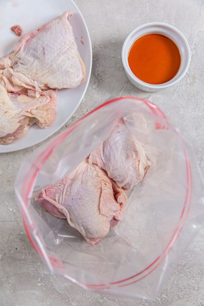 ziplock bag with chicken inside