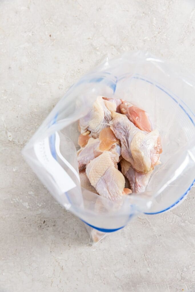 ziplock bag with chicken inside