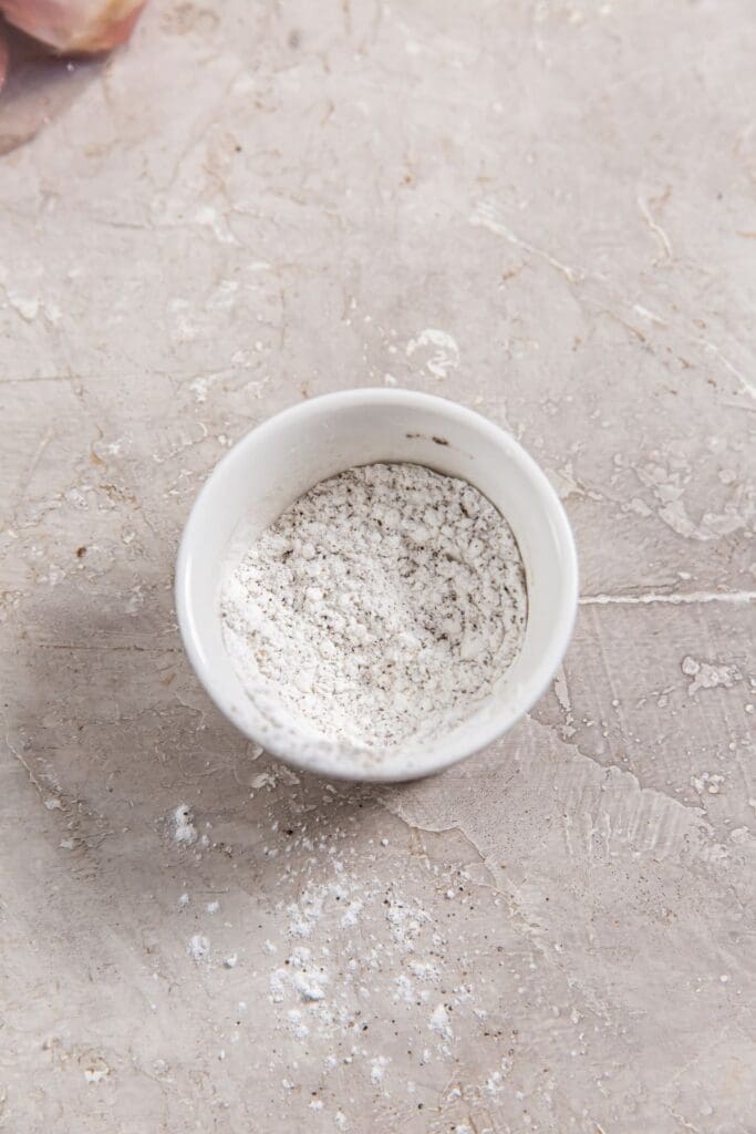 small mixing bowl with ingredients mixed together