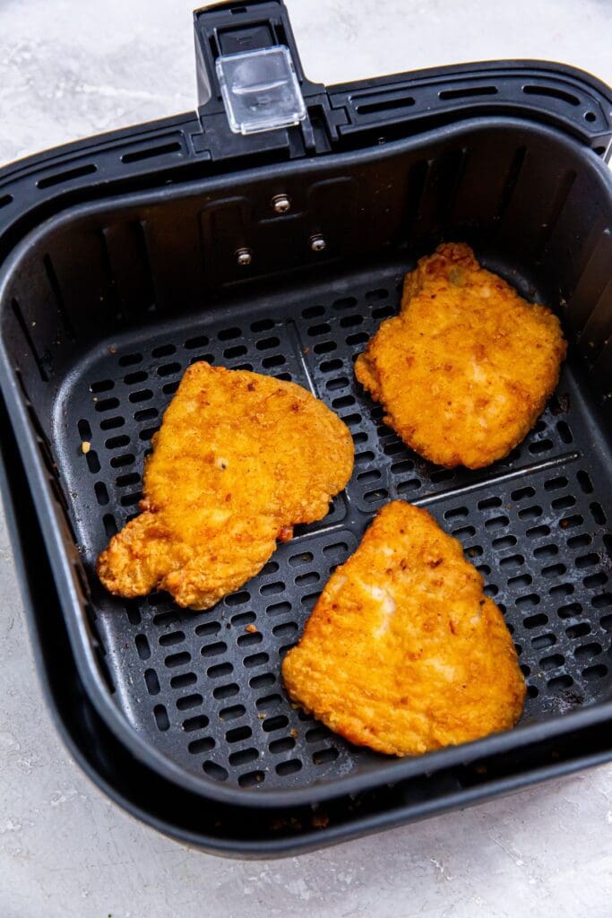 chicken patties cooked in an air fryer.