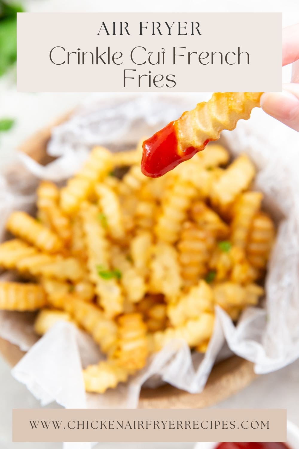 Cook crispy crinkle-cut French fries using an air fryer.