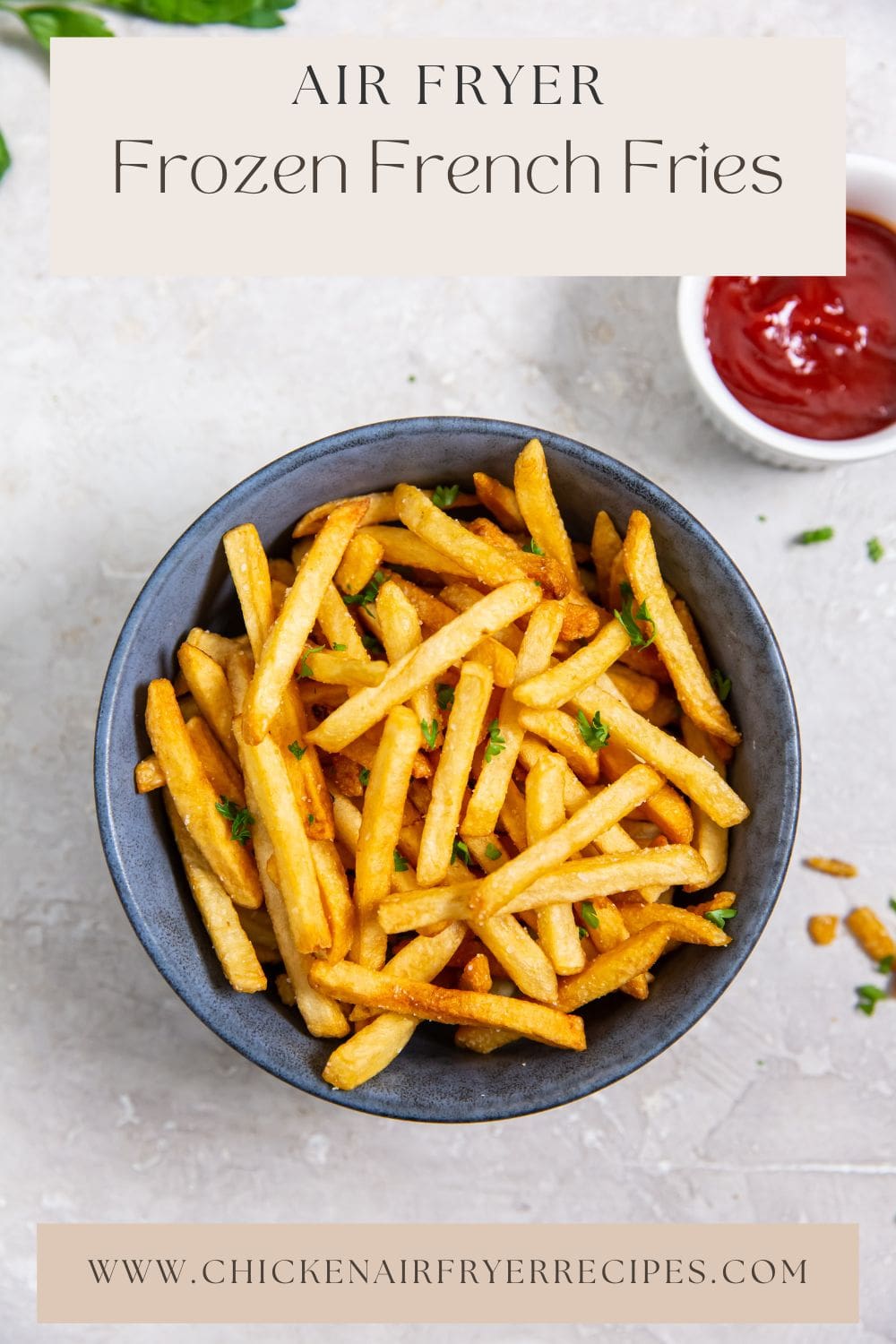 Frozen French Fries cooked with an Air Fryer.