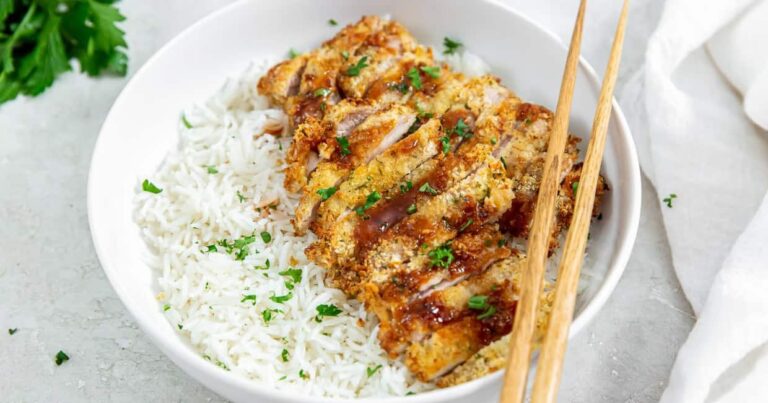 katsu chicken thighs with rice.