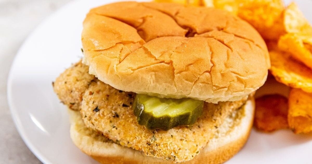 Chicken Recipes That Picky Eaters Will Love a Air Fryer Chicken Cutlets on a Plate with Some BBQ Chips