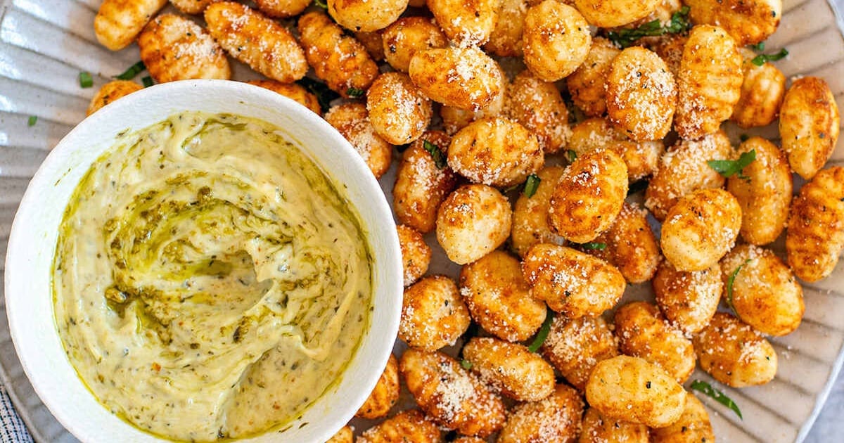 Air Fryer Recipes a Serving Platter of Air Fryer Gnocchi