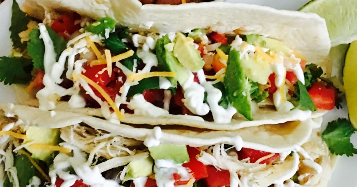 20 Easy Dinners My Family Claims Are Restaurant-Quality Close Up of Easy Crockpot Chicken Tacos