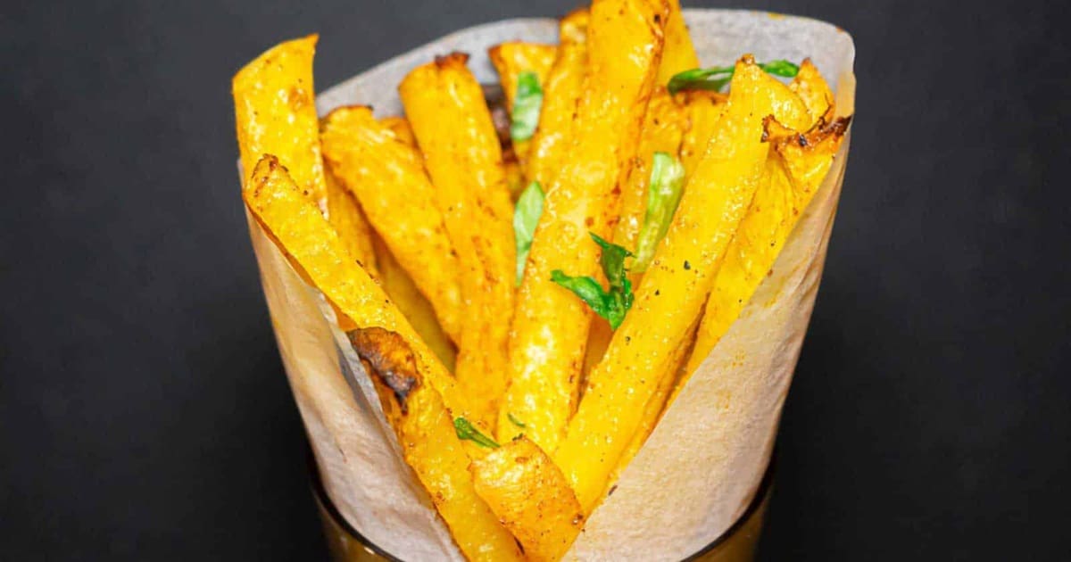 Mouthwatering Sides Rutabaga Fries in a Cup Made of Brown Paper