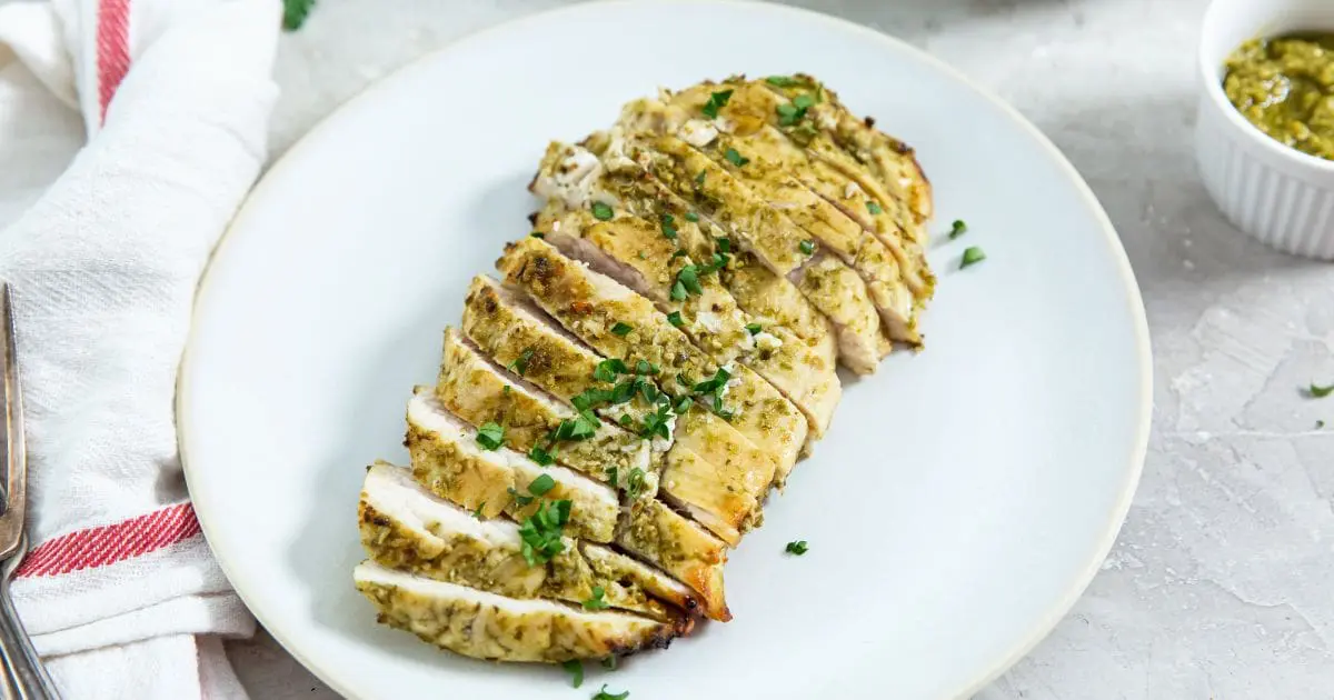 Quick Chicken Air Fryer Recipes a Plate of Easy Air Fryer Pesto Chicken Breast