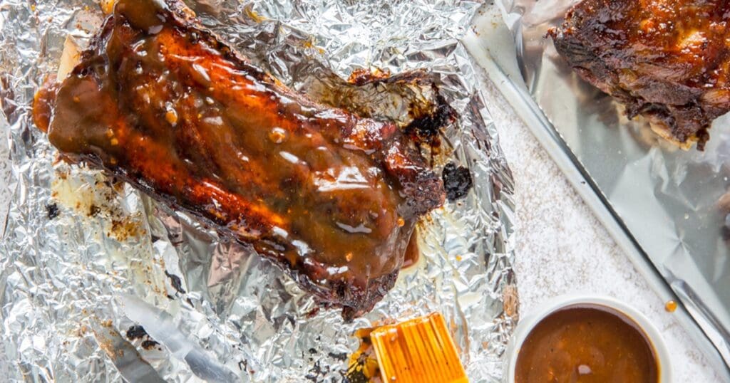 Recipes We Make Close Up of Instant Pot Ribs in Foil