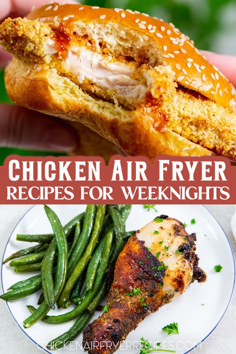 It is easy to lose track of time on a busy workday and forget about dinner. These easy chicken air fryer meals are perfect for a quick and easy meal. Air Fryer Chicken Recipes | Healthy Chicken Recipes | Easy Chicken Dinners | Quick and Easy Chicken Recipes | Low Carb Chicken Recipes | Air Fryer Chicken Breast | Air Fryer Chicken Recipes for Busy Moms | Easy Dinner Recipes | Meal Planning Recipes