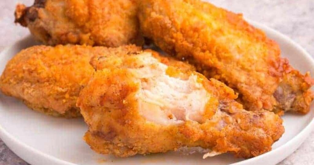 Buffalo Air Fryer Chicken Wings Close Up of Air Fryer Breaded Chicken Wings