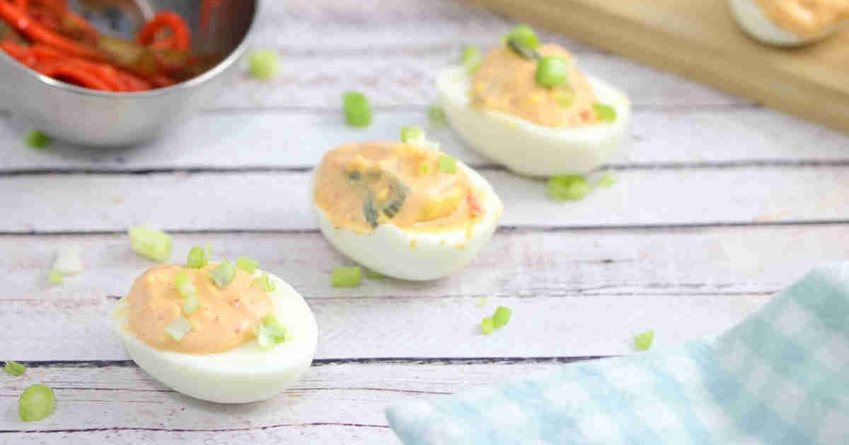 Easy Appetizers Close Up of Spicy Deviled Eggs