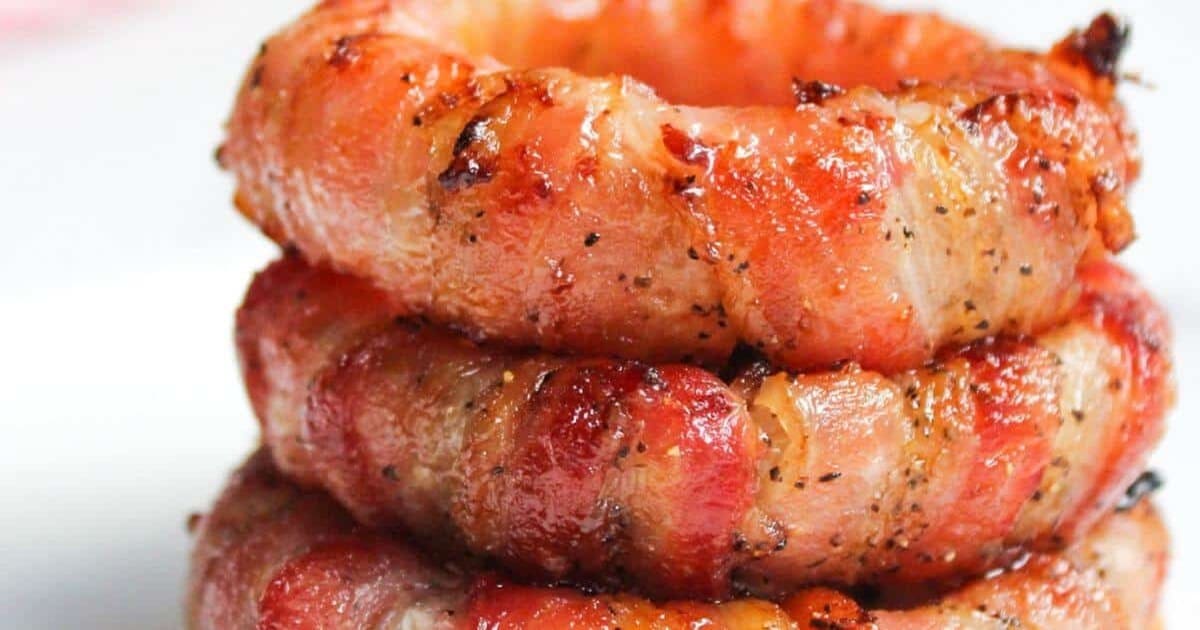 Easy Appetizers Close Up of Bacon Wrapped Onion Rings