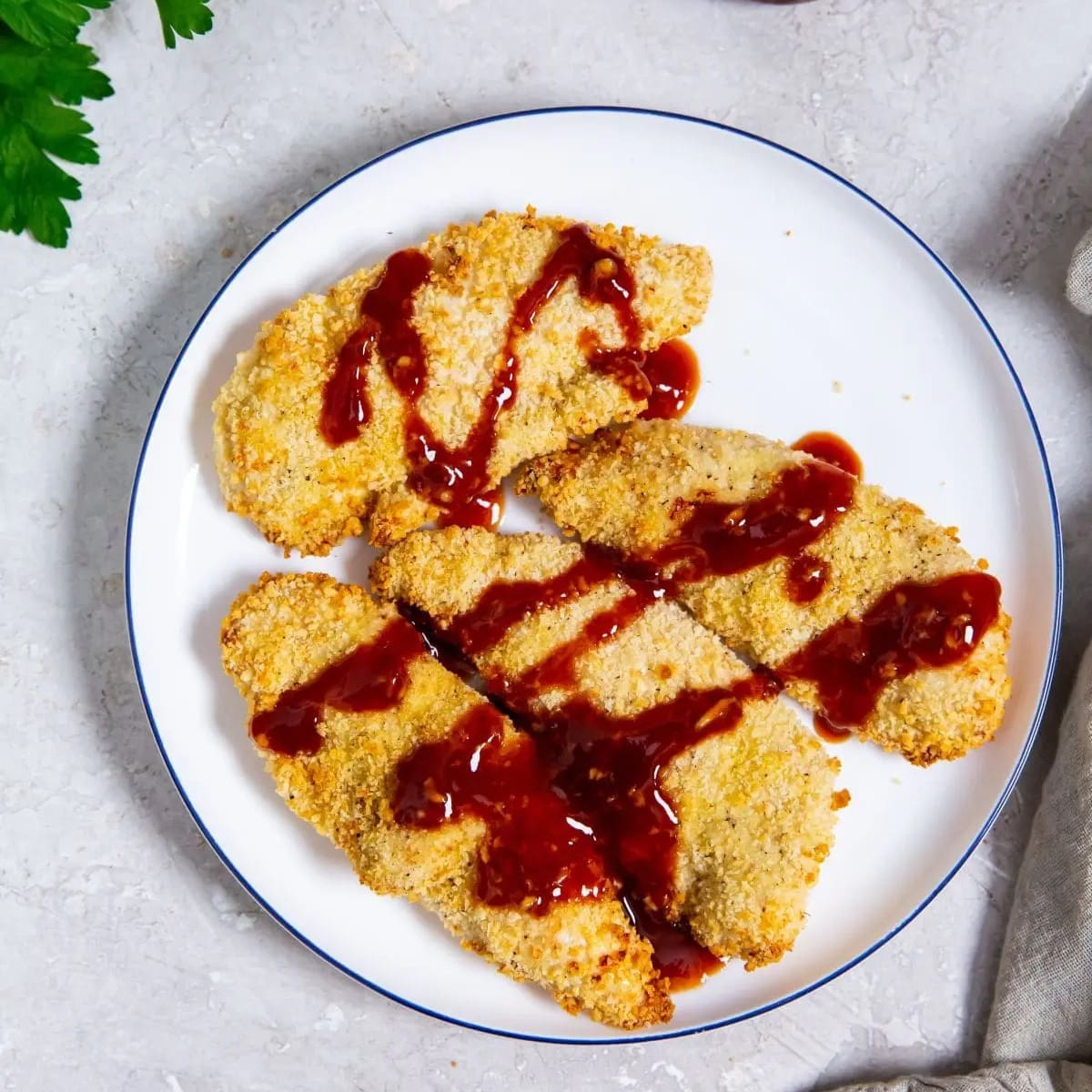 Air Fryer Junkie Dinners You Have to Make a Plate of Breaded Chicken Tenders Drizzled with Katsu Sauce