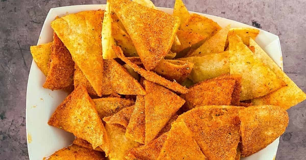 Air Fryer Restaurant Recipes Close Up of Homemade Doritos