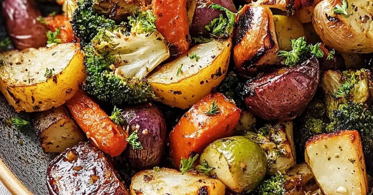 Air Fryer Side Dishes for Chicken Recipes Close Up of Air Fryer Veggie Medley