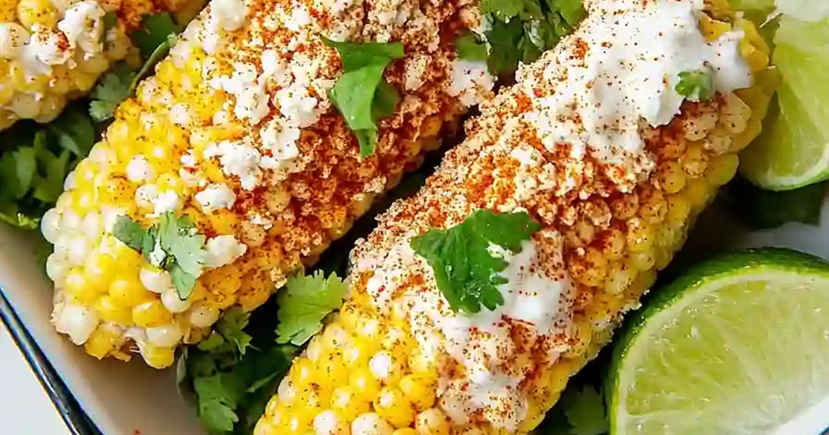 Must Make Memorial Day Recipes in your Air Fryer Close Up of Crispy Air Fryer Street Corn