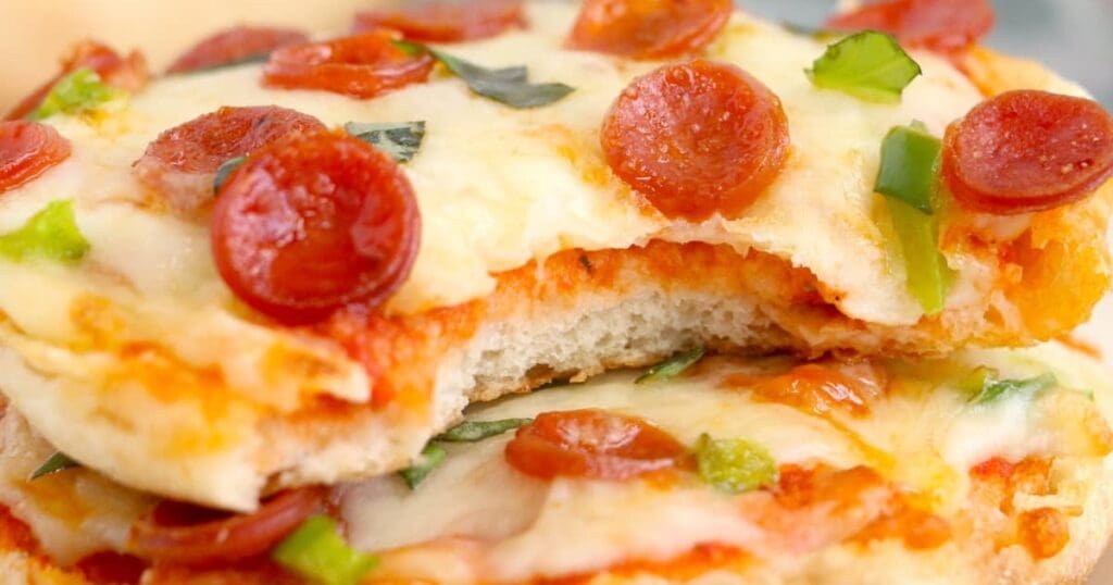 July 4th Air Fryer Recipes Close Up of English Muffin Pizzas