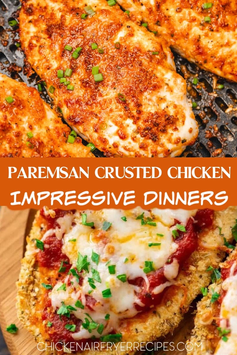 These air fryer parmesan crusted chicken breast recipes will not only impress at dinner, but do so with bold flavors perfect for date night or dinner parties. Air Fryer Recipes | Easy Chicken Recipes | Healthy Chicken Breast Recipes | Parmesan Crusted Chicken | Air Fryer Cooking | Air Fryer Chicken Parmesan | Crispy Chicken Parmesan | Homemade Chicken Parmesan | Healthy Chicken Parmesan | Quick Chicken Parmesan