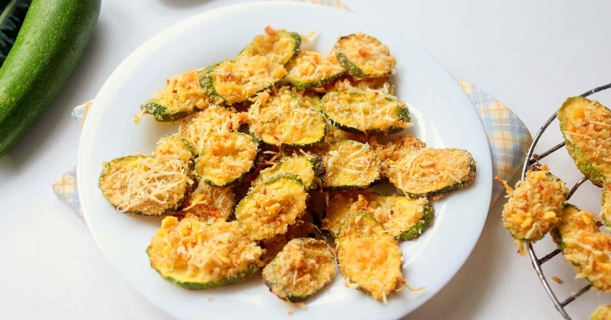 Summer Squash Air Fryer Recipes a Small Plate of Zucchini Chips with Breading