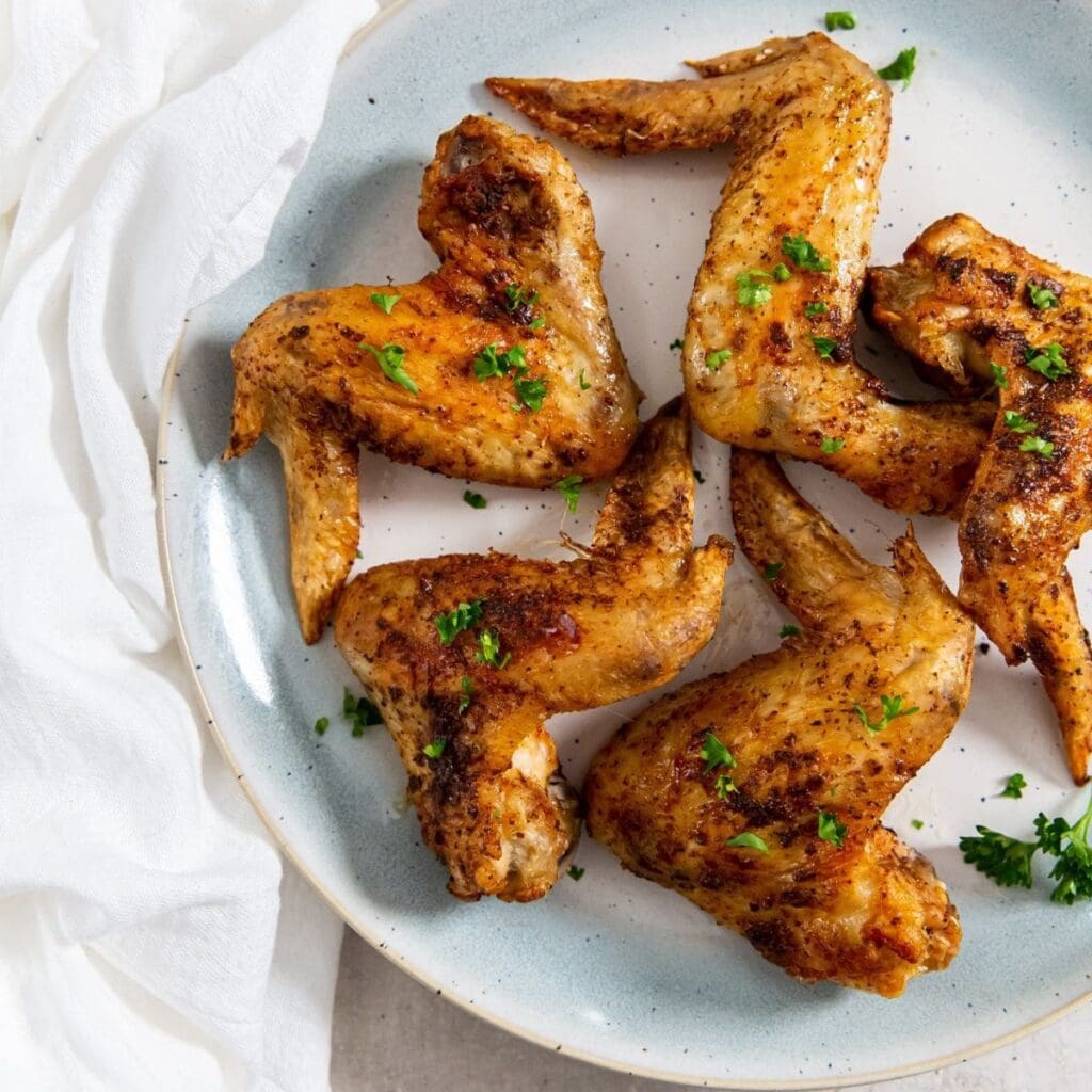 EASY Chicken Air Fryer Recipes a Plate of Whole Chicken Wings