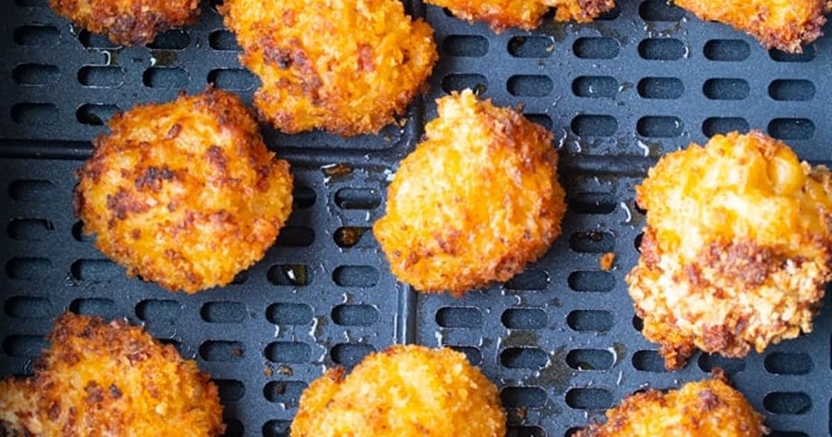 Fall Air Fryer Recipes Air Fried Macaroni and Cheese Balls in an Air Fryer Basket