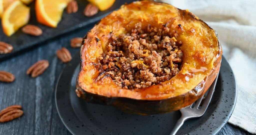 Acorn Squash Air Fryer Recipes Stuffed Air Fryer Acorn Squash on a Plate