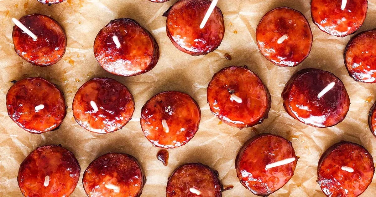 Ultimate Super Bowl Air Fryer Recipe Guide Overhead of Air Fryer Kielbasa Bites