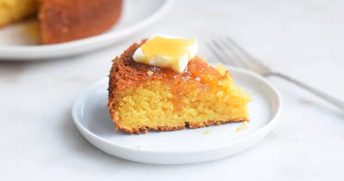 Air Fryer Thanksgiving Recipes a Slice of Air Fryer Cornbread with Butter On Top