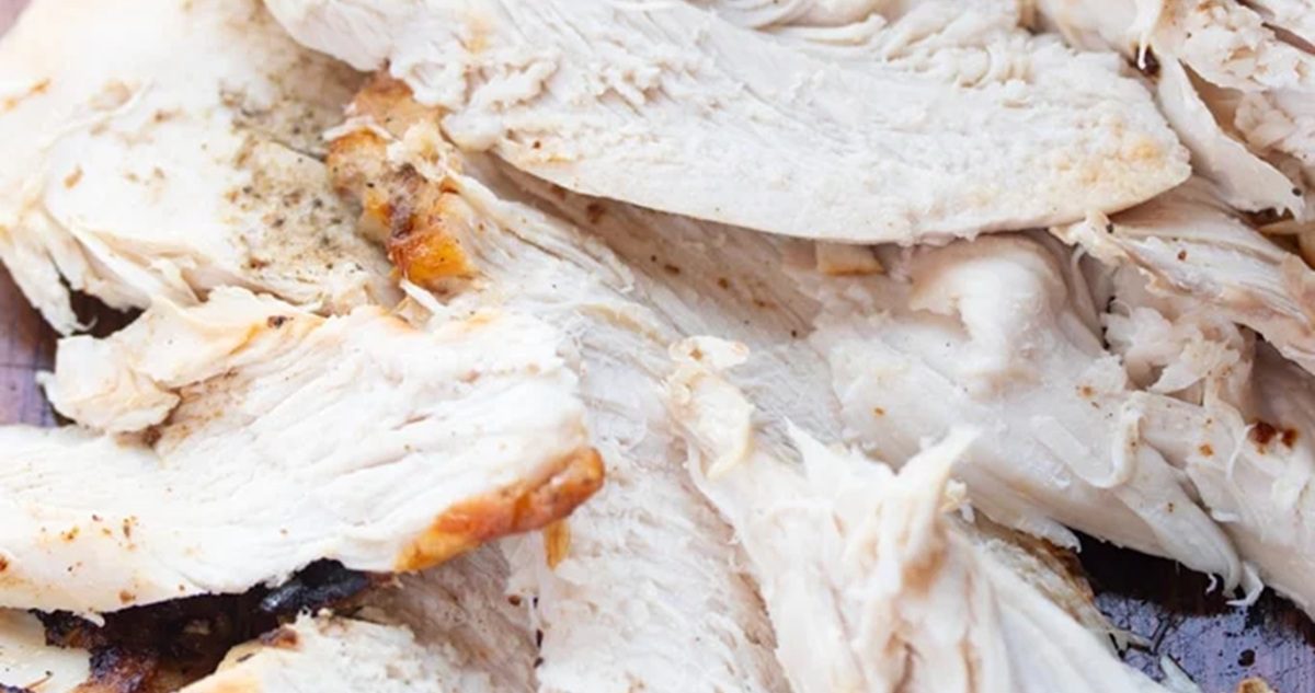 Air Fryer Thanksgiving Recipes Close Up of Sliced Juicy Air Fryer Turkey Breast