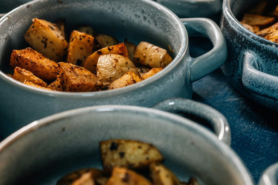 How to Make Air Fryer Red Potatoes Diced Red Potatoes Separated into Small Bowls