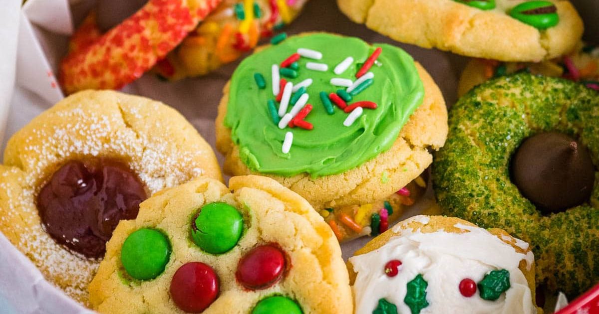 Air Fryer Christmas Party Recipes Close Up of an Assortment of Air Fryer Holiday Cookies