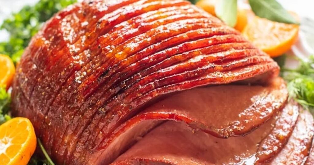 Air Fryer Christmas Party Recipes Close Up of a Sliced Air Fryer Ham