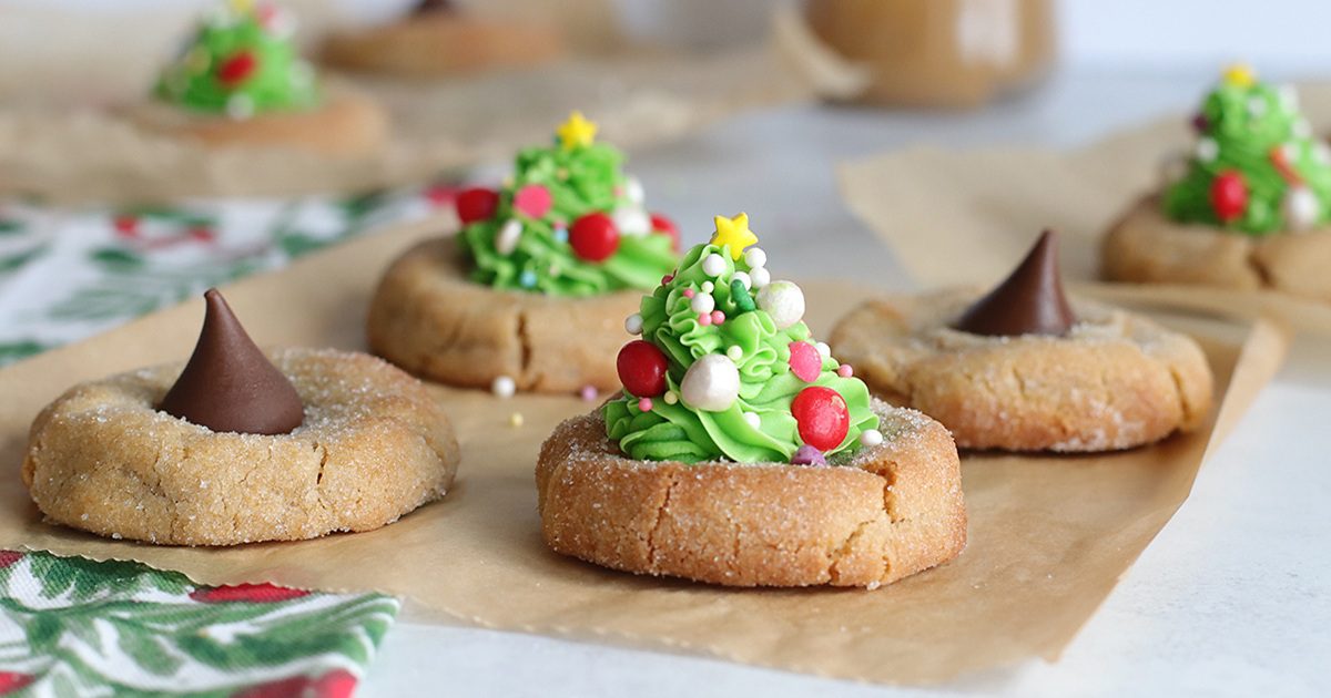 Air Fryer Christmas Party Recipes Close Up of a Few Christmas Tree Cookies