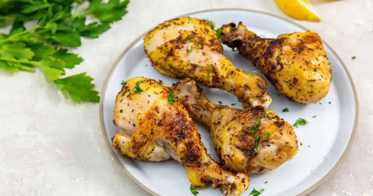 Chicken Air Fryer Recipes Air Fryer Lemon Pepper Chicken Legs on a Plate